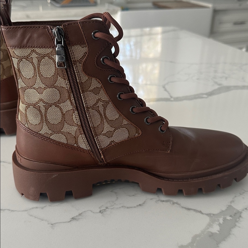 City sole Brown Lace-Up Coach Boots 9.5 - Picture 4 of 9